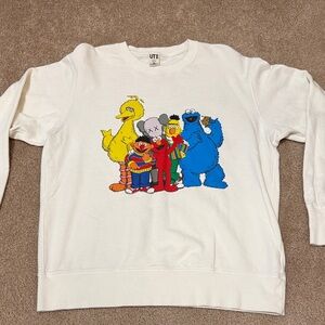 Uniqlo White Sesame Street Graphic Crewneck